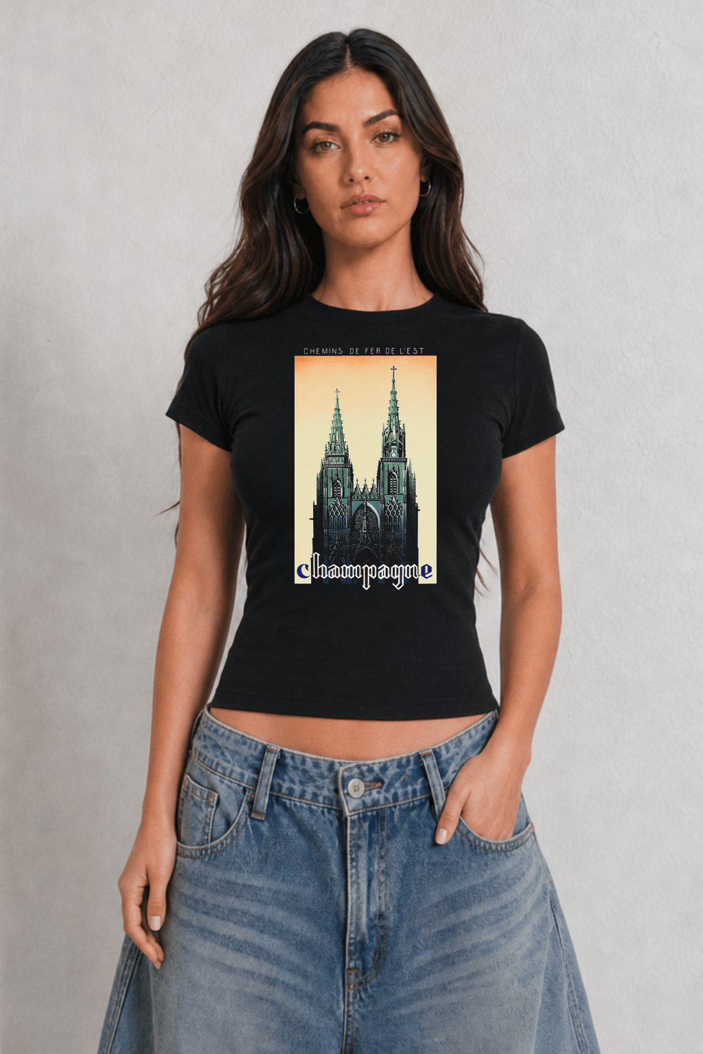 Champagne Womens Black Tee