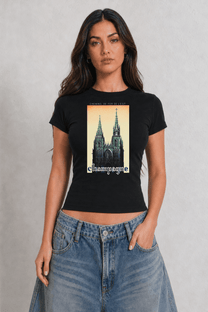 Champagne Womens Black Tee