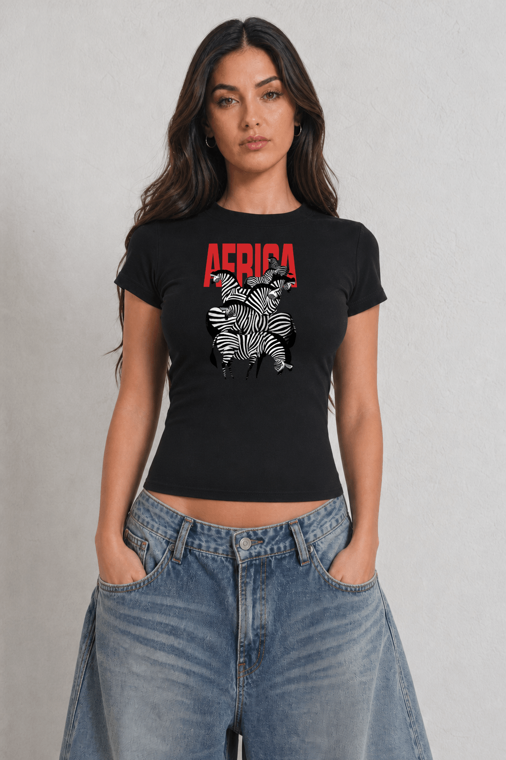 Africa Zebra Womens Black Tee
