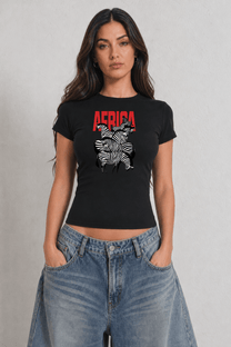 Africa Zebra Womens Black Tee