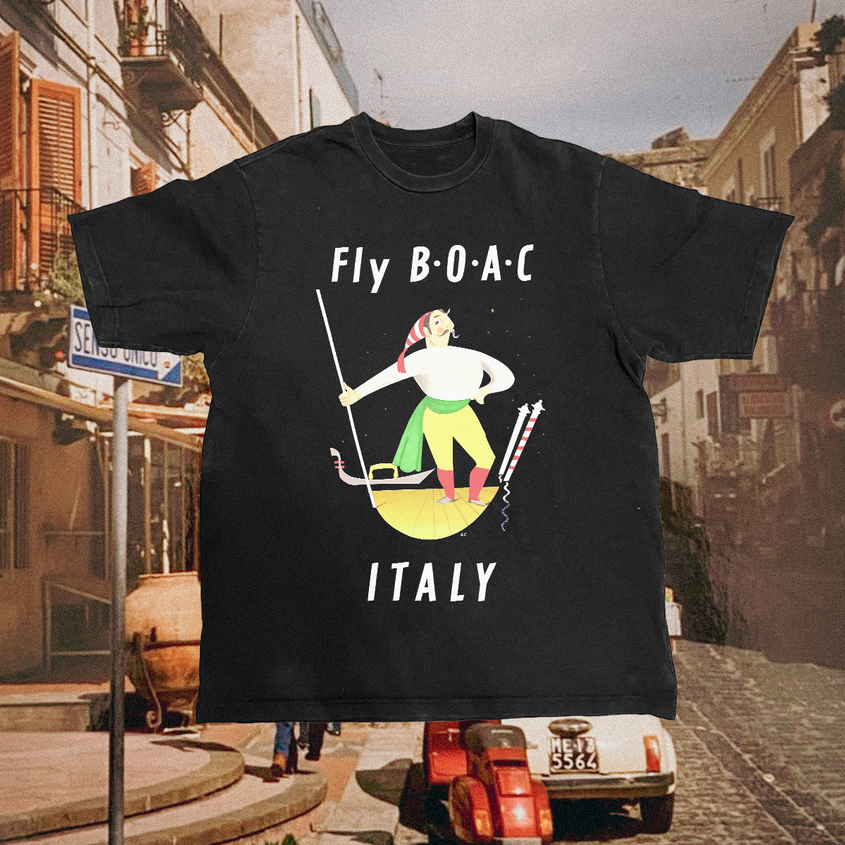 Boac Italy Vintage Black Tee