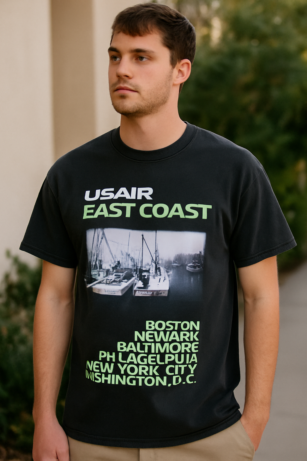 USA Air East Coast Vintage Black Tee lifestyle product image