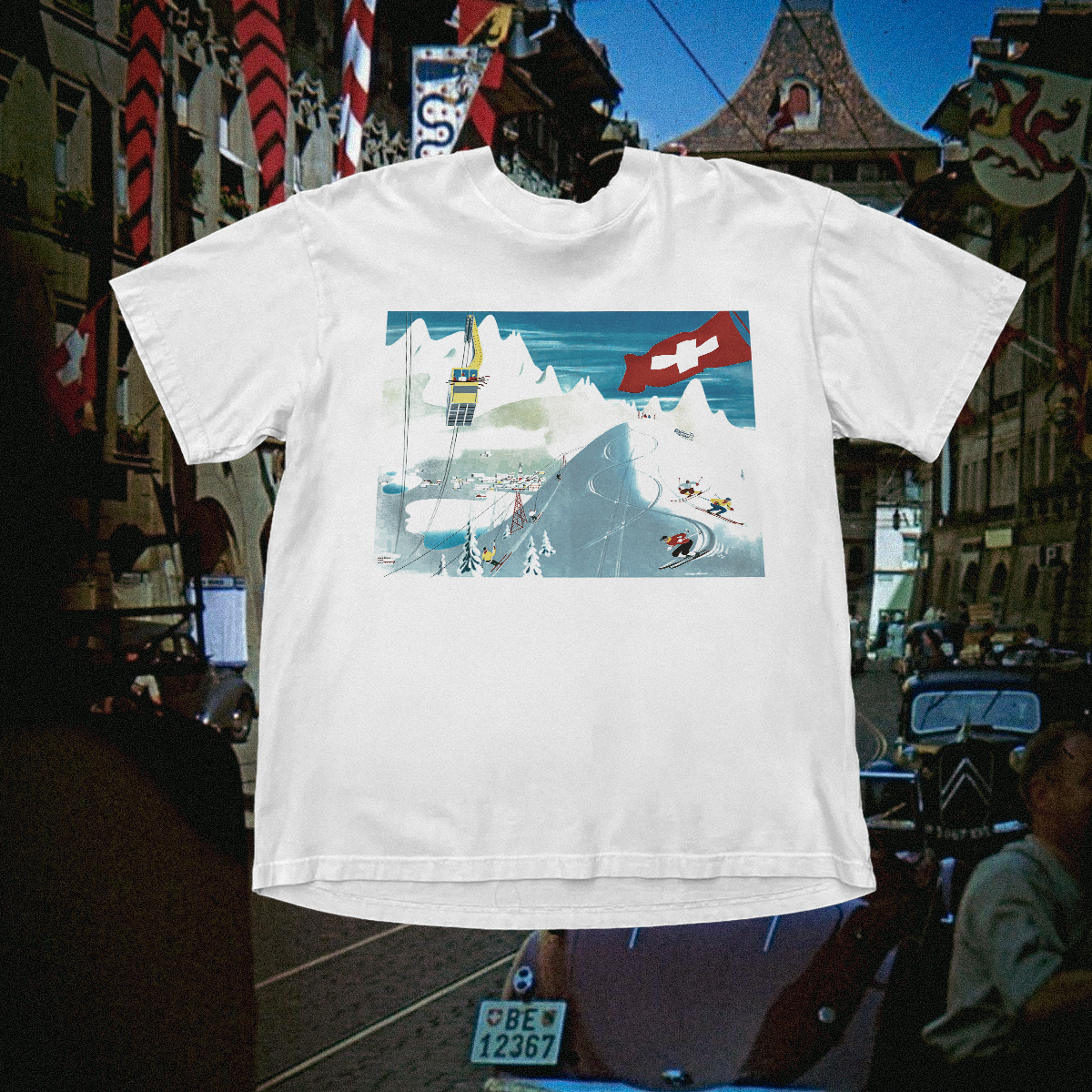 Switzerland 1945 Vintage White Tee
