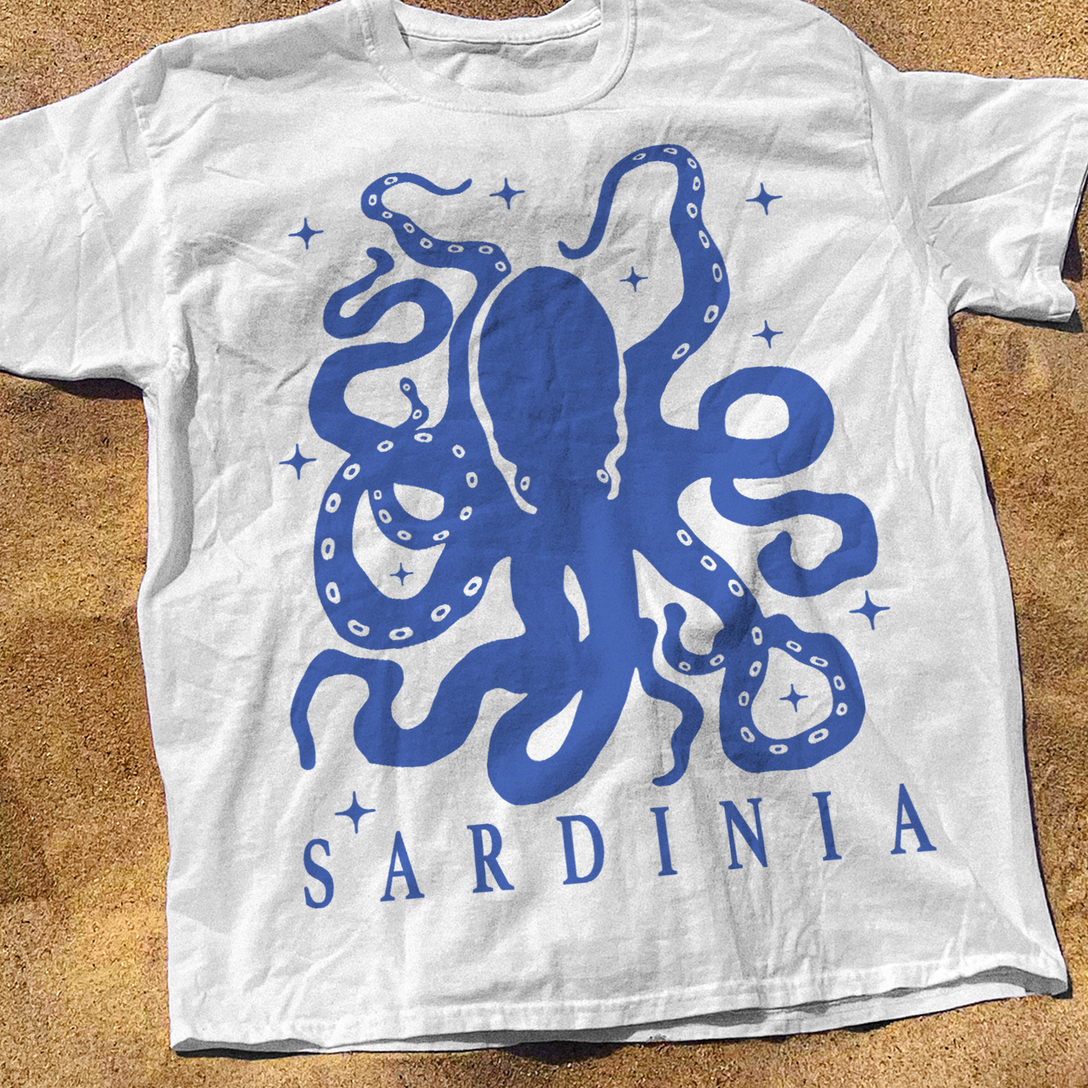 Sardinia 'Octopus' Vintage White Tee