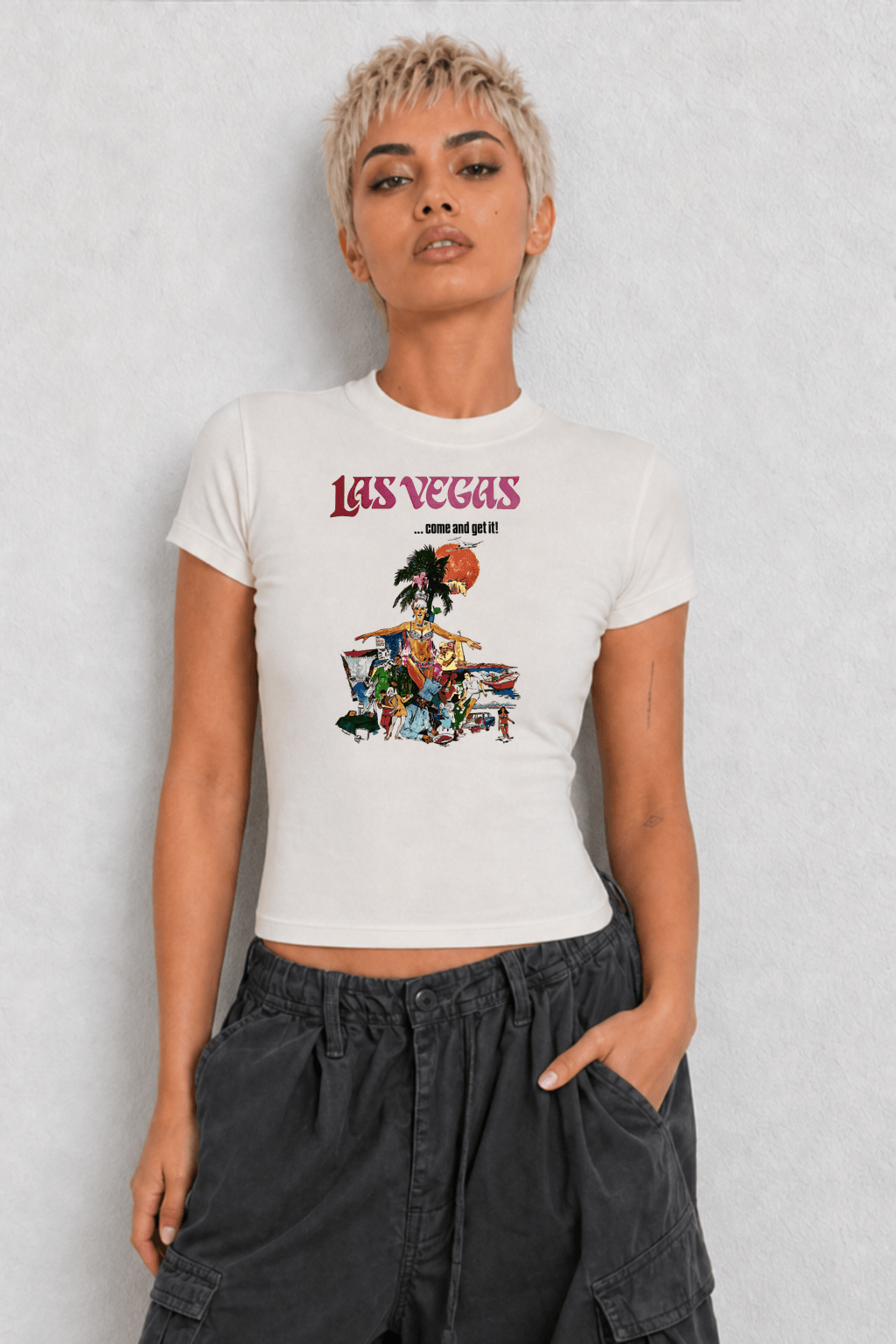 Vegas Come And Get It Womens White Tee