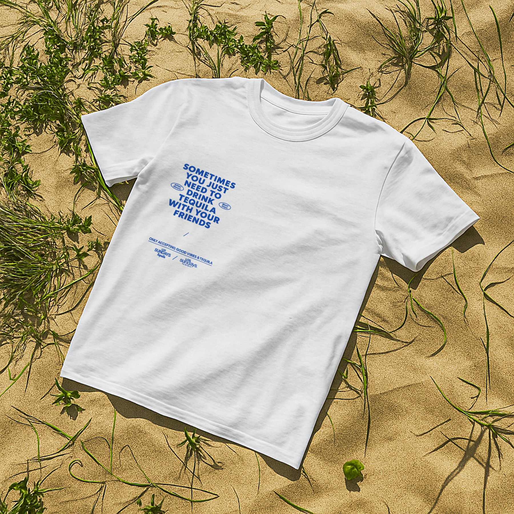 LOS SUNDAYS 'GOOD TIMES & TEQUILA' WHITE WASHED T-SHIRT