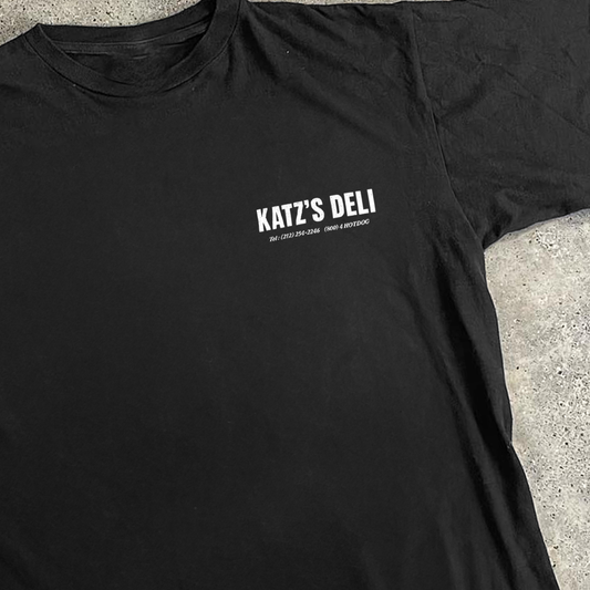 KATZ'S DELI 'PHONE NUMBER' BLACK WASHED T-SHIRT
