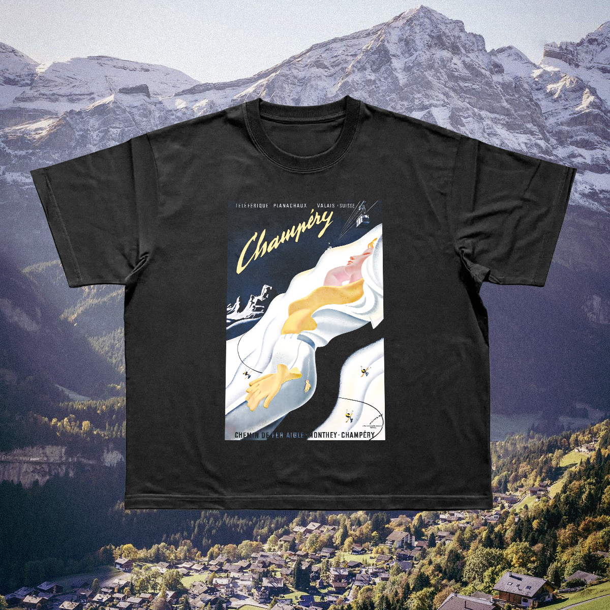 Champery Vintage Black Tee