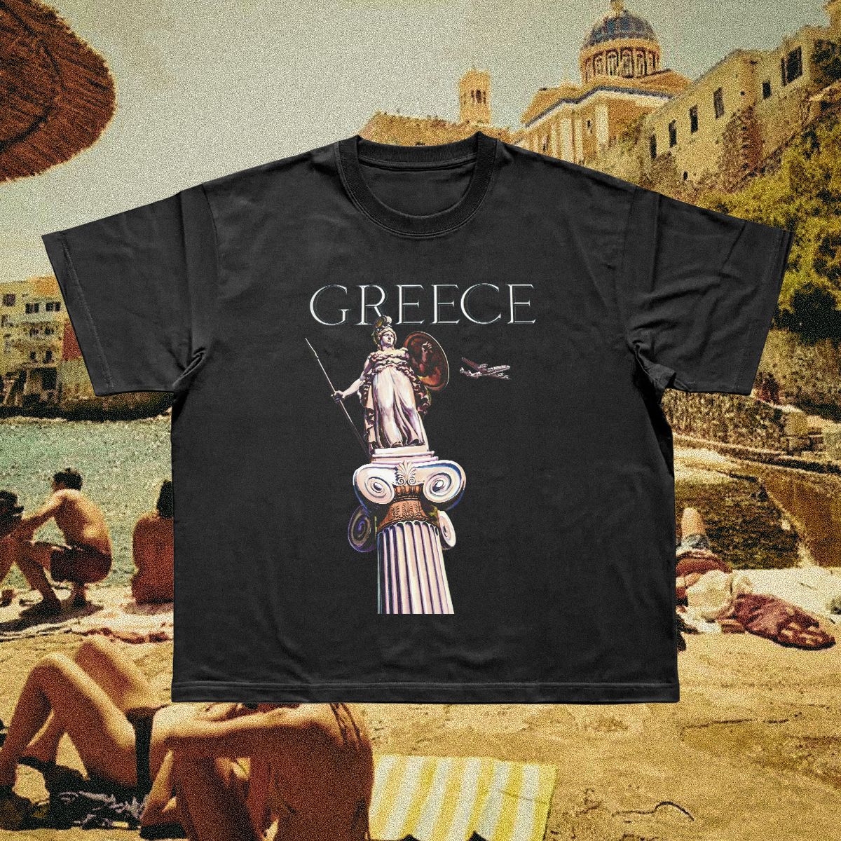 Greece Athena Vintage Black Tee