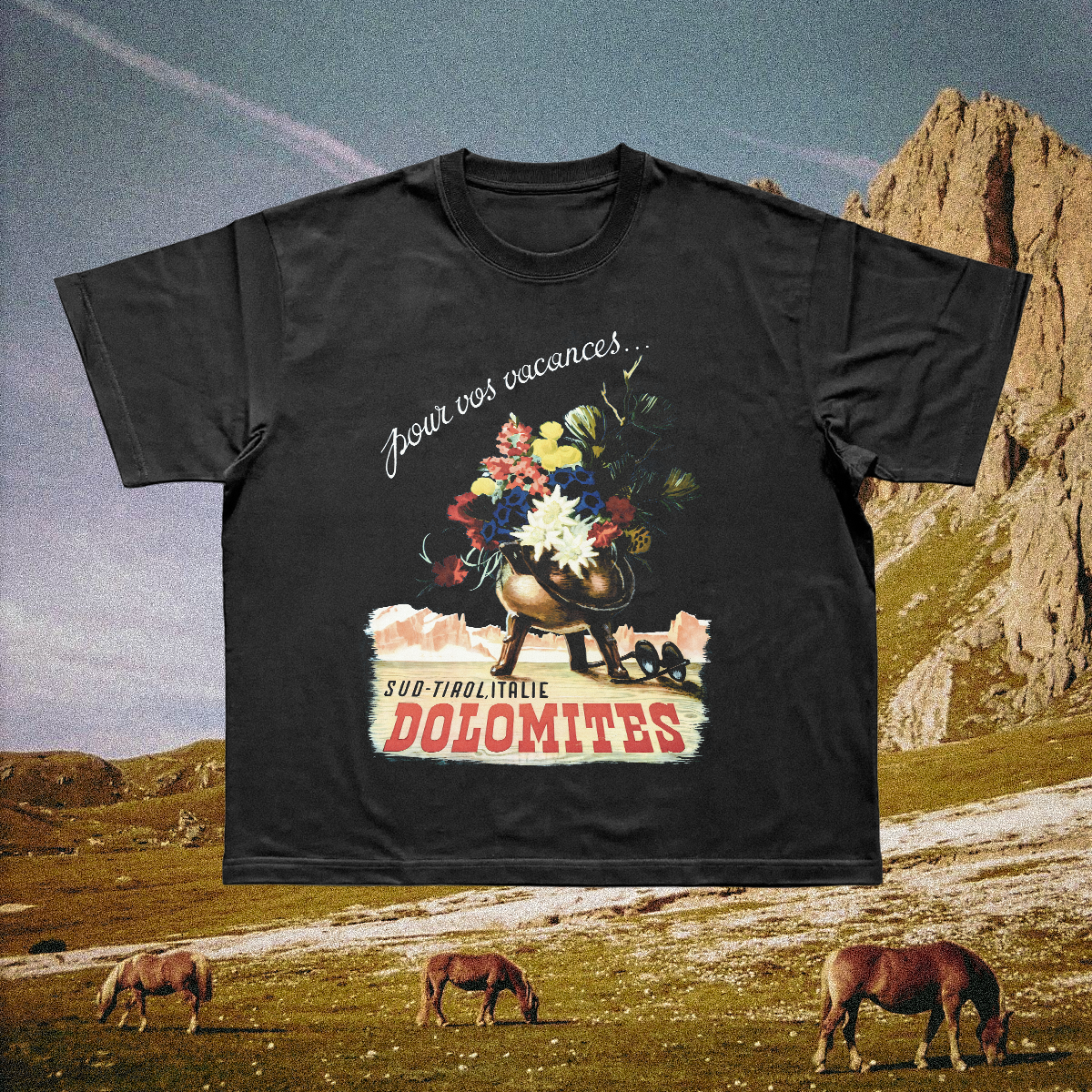 Dolomites Vase Vintage Black Tee