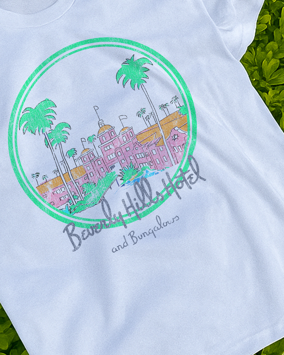 Chemise Vintage Beverly Hills Hotel & Bungalows - Marque Zizi Donohoe - Taille XS Blanc - Années 90