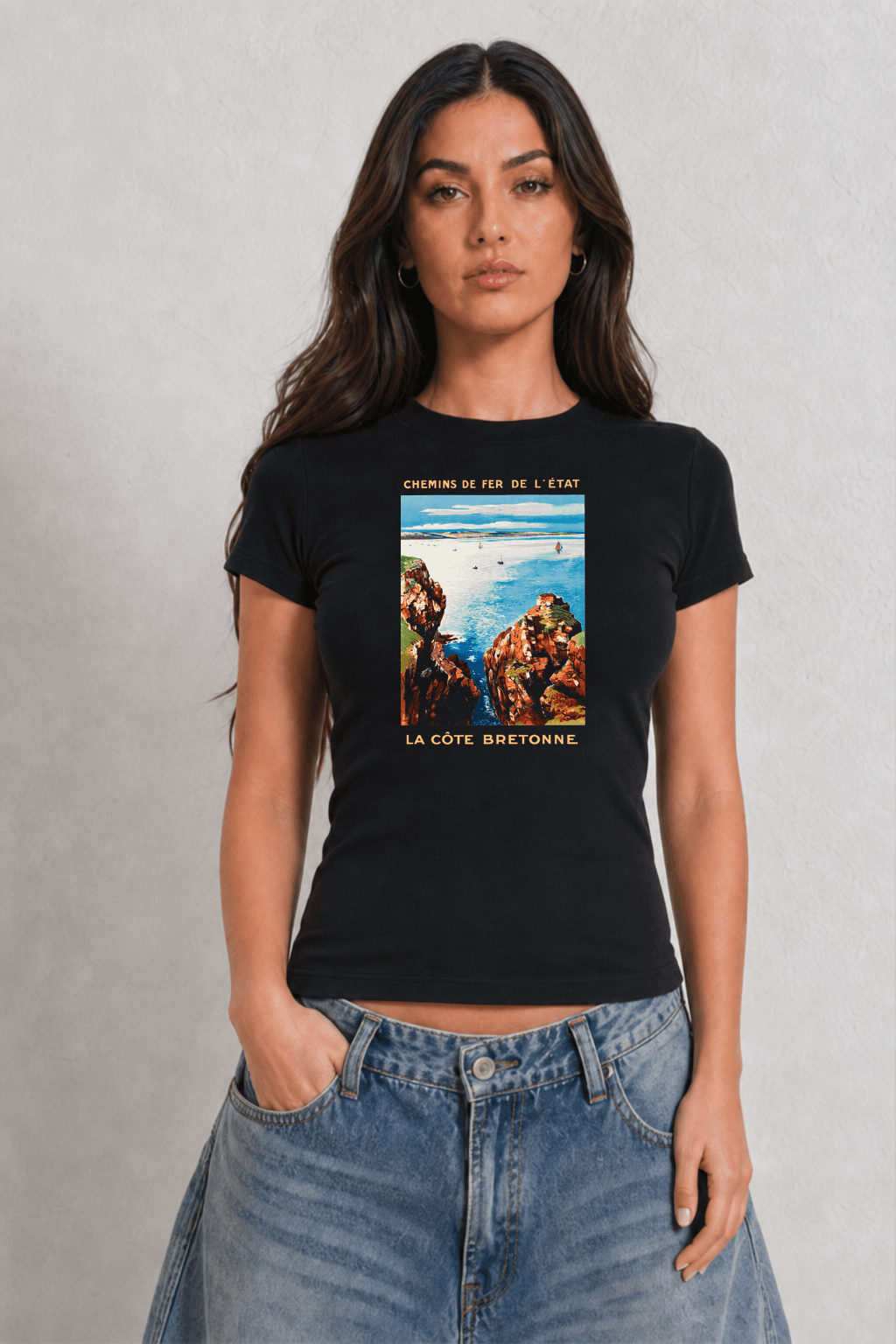 Bretonne Womens Black Tee