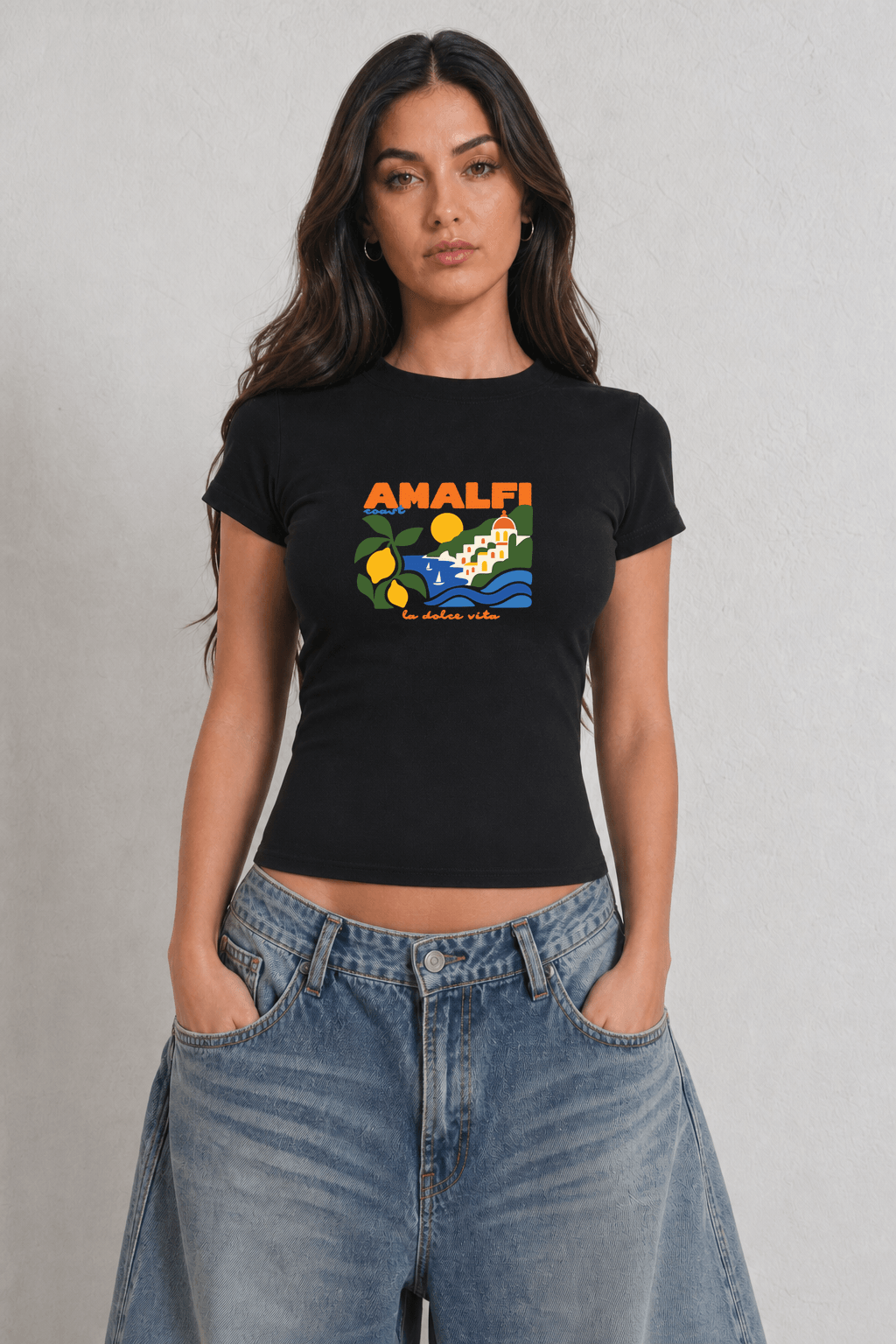 Amalfi Coast Womens Black Tee