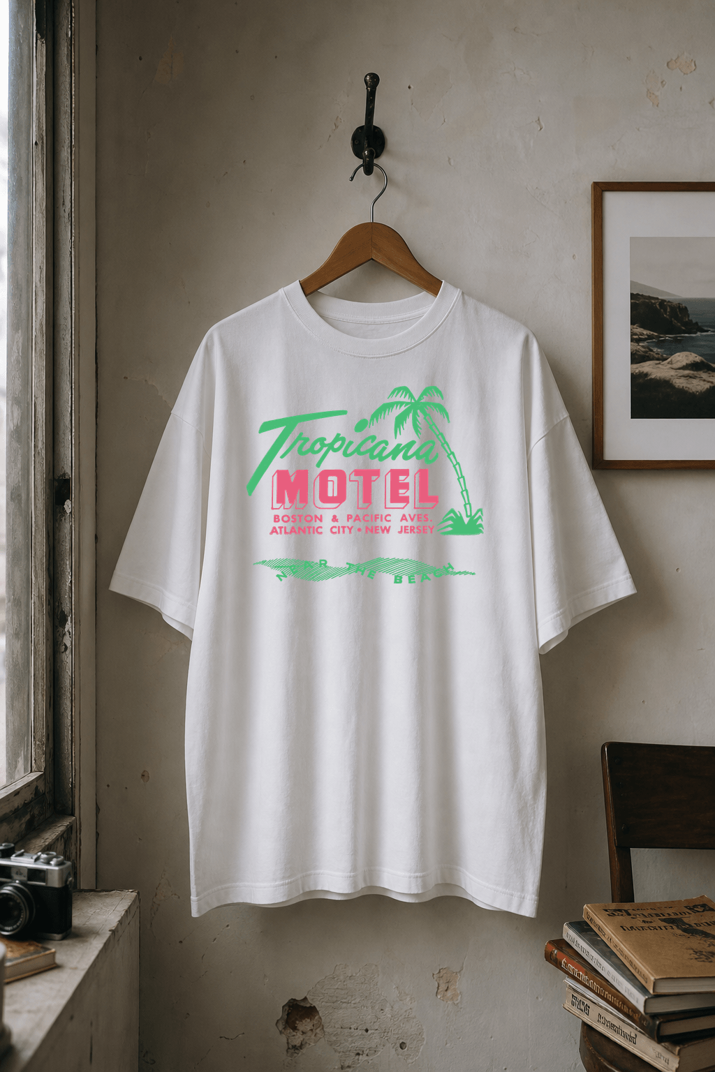 Tropicana Motel Vintage White Tee lifestyle product image