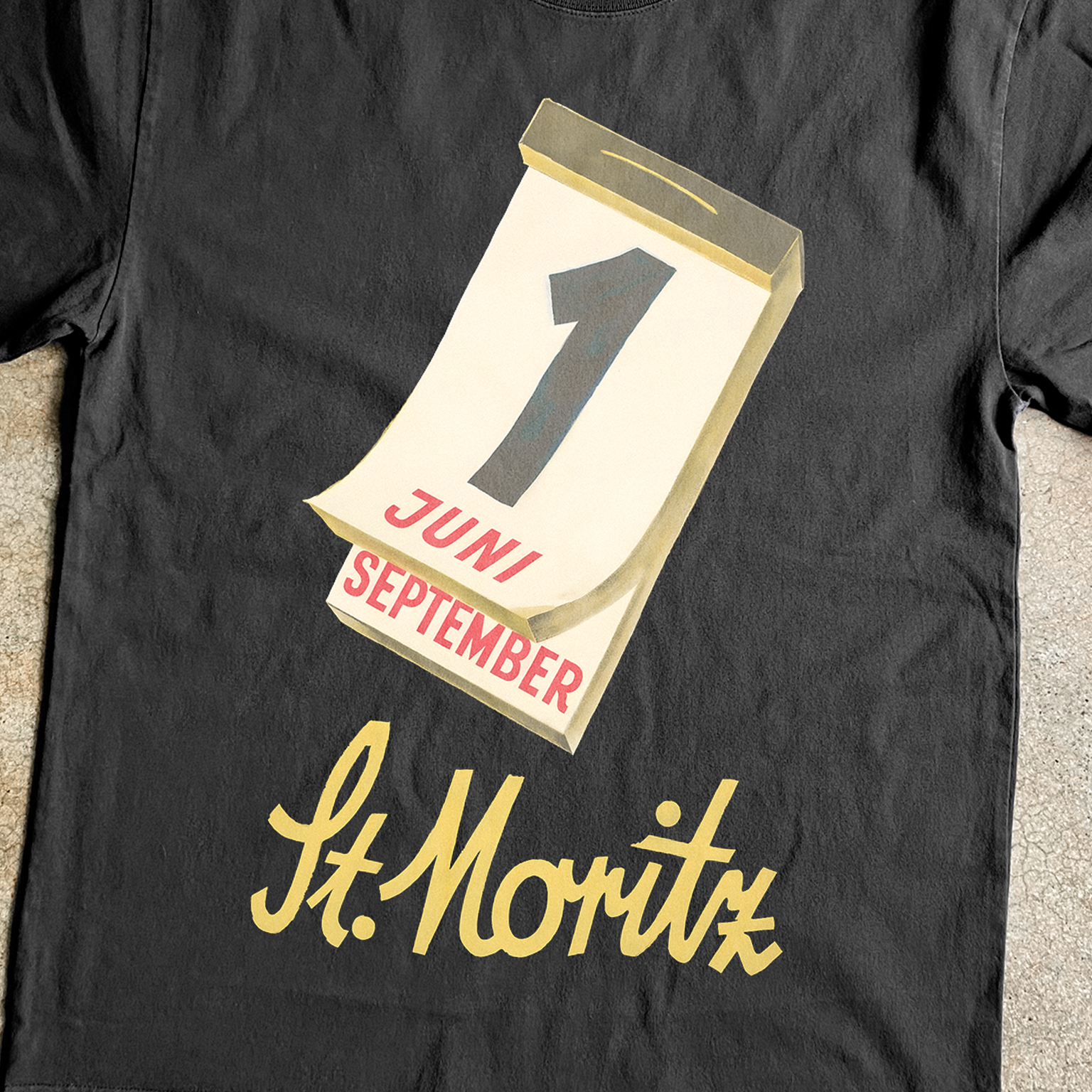 St Mortiz' Calendar Black Tee