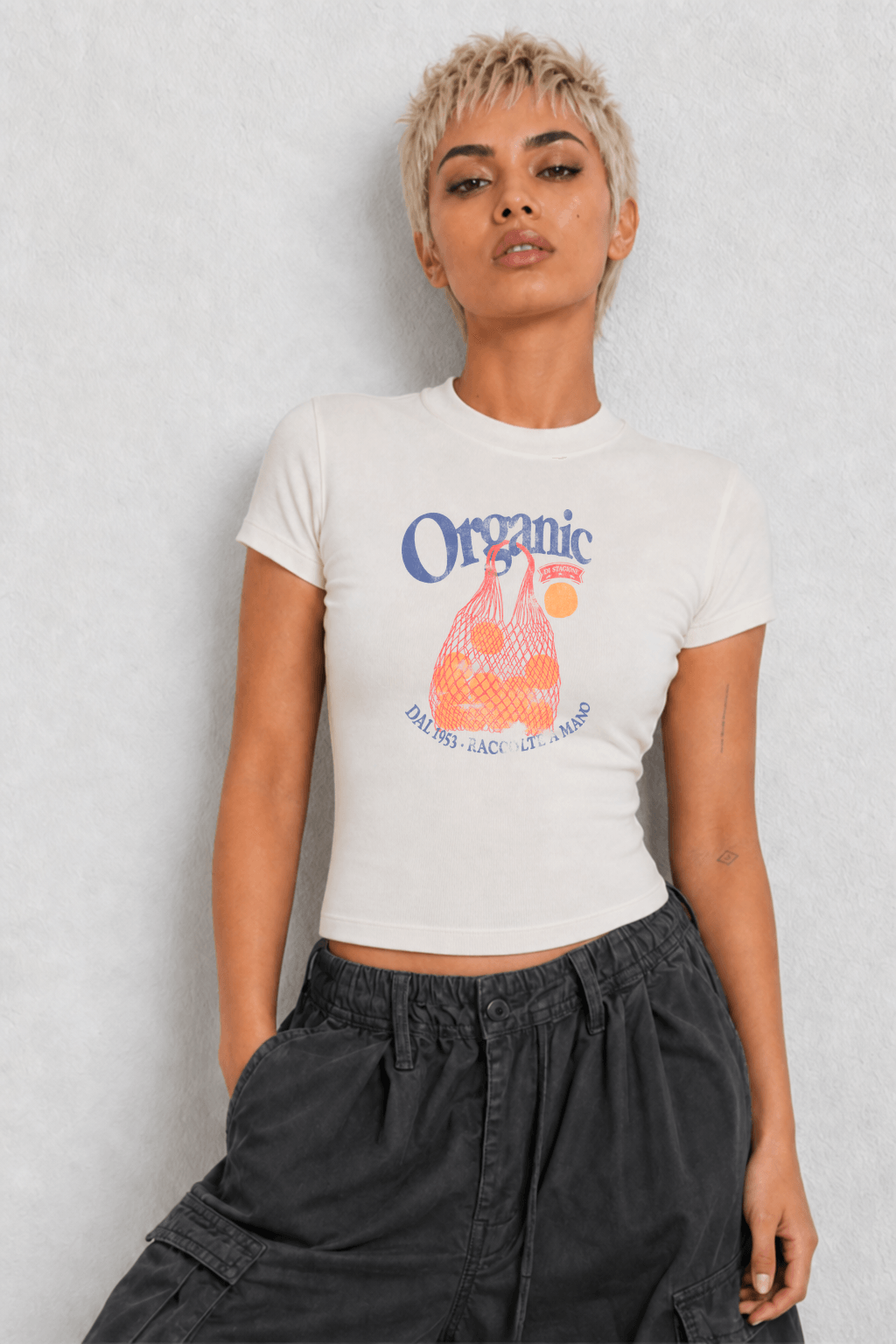 Organic 'Calabria Oranges' Womens White Tee