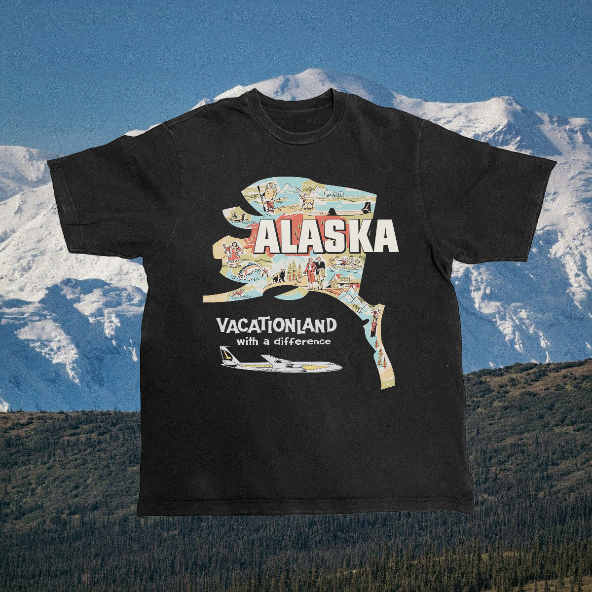 Alaska Vintage Black Tee