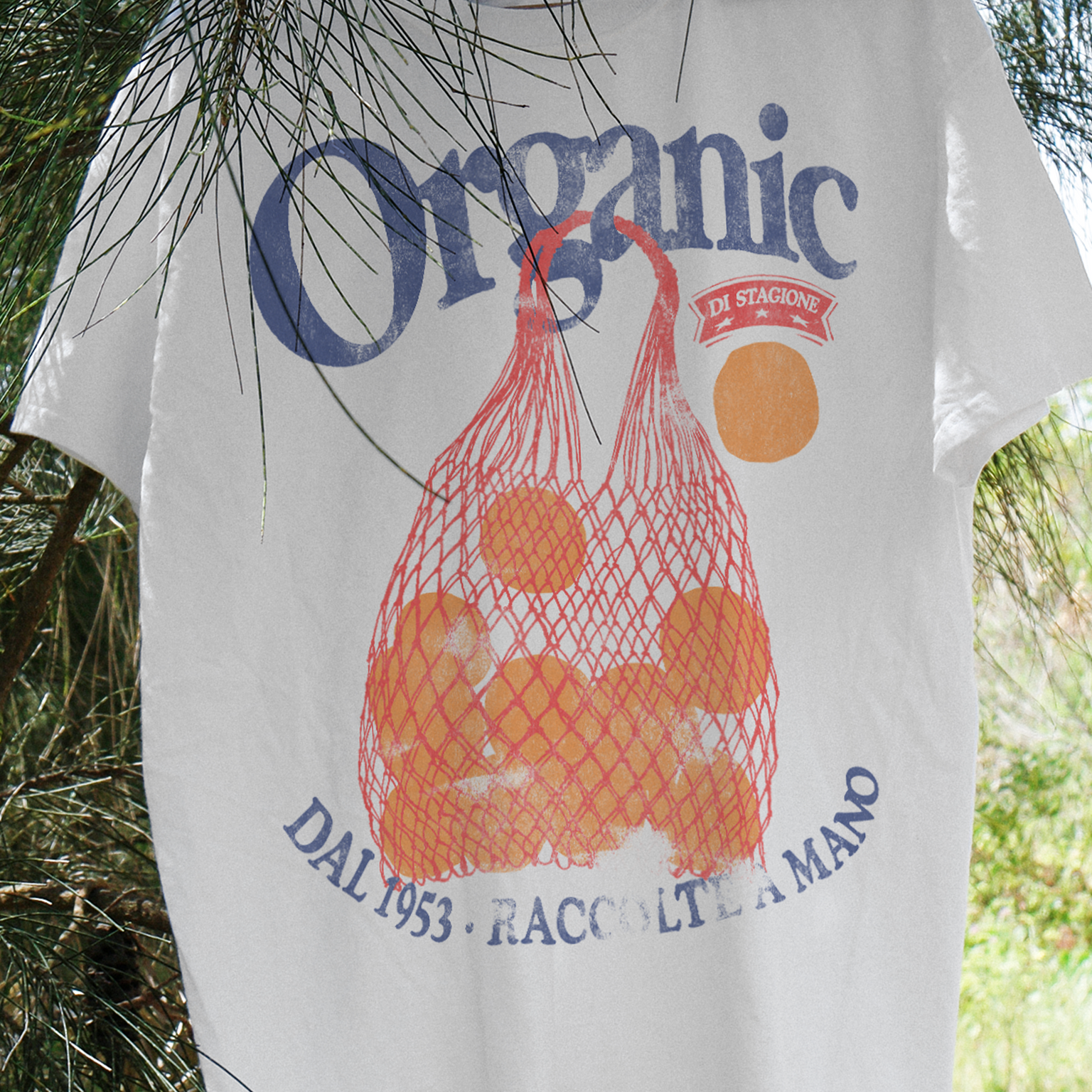Organic 'Calabria Oranges' Vintage White Tee