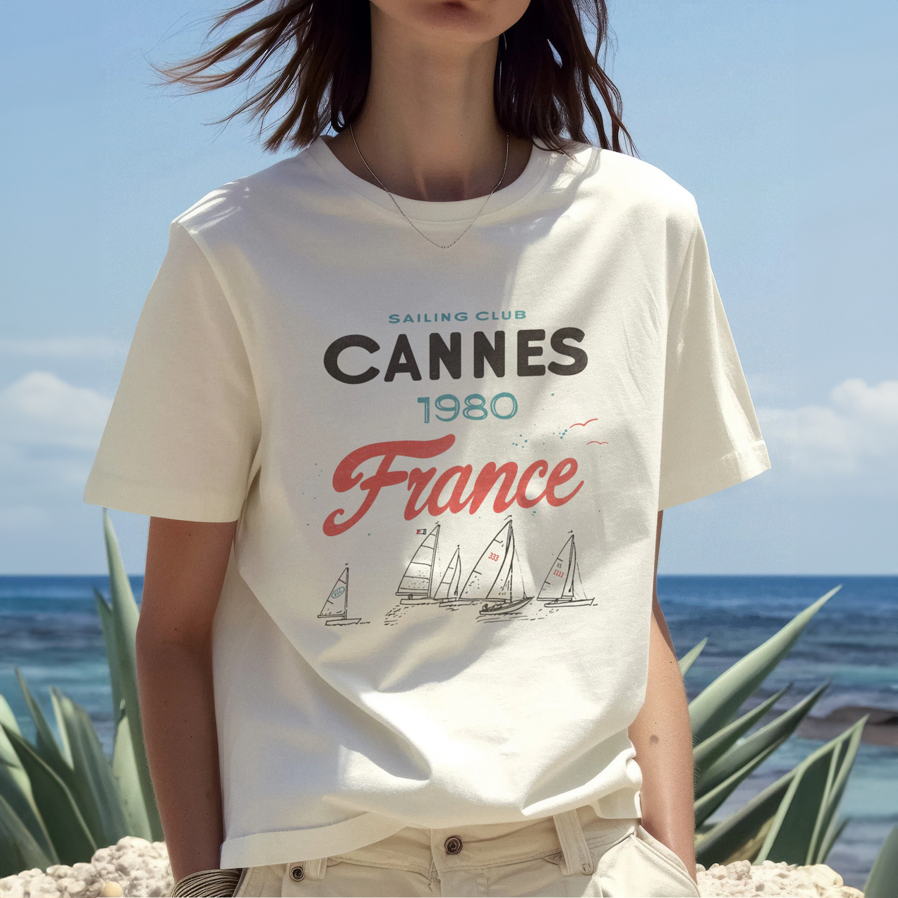 Cannes Sailing Club White Washed Tee