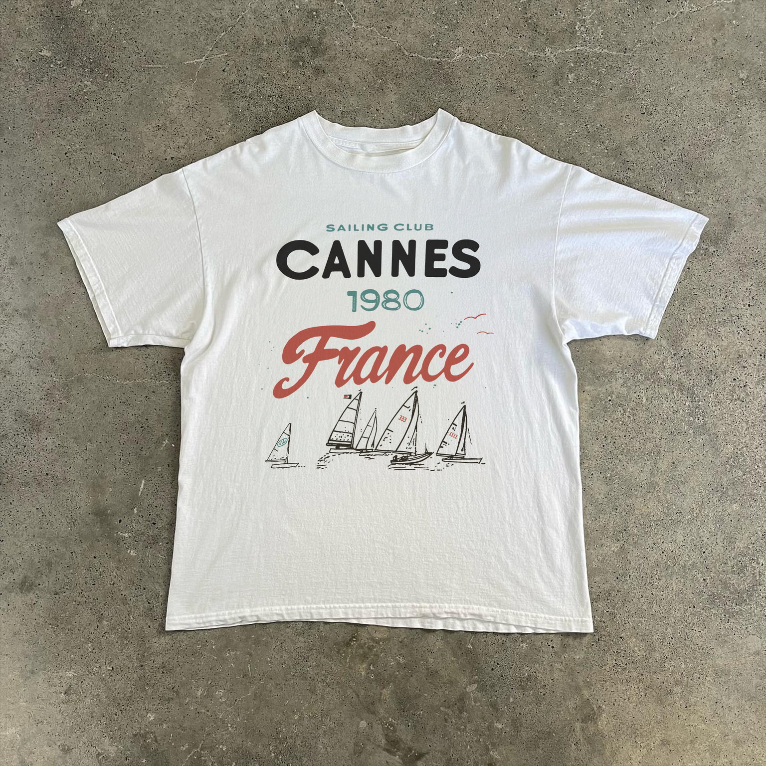 Cannes Sailing Club White Washed Tee