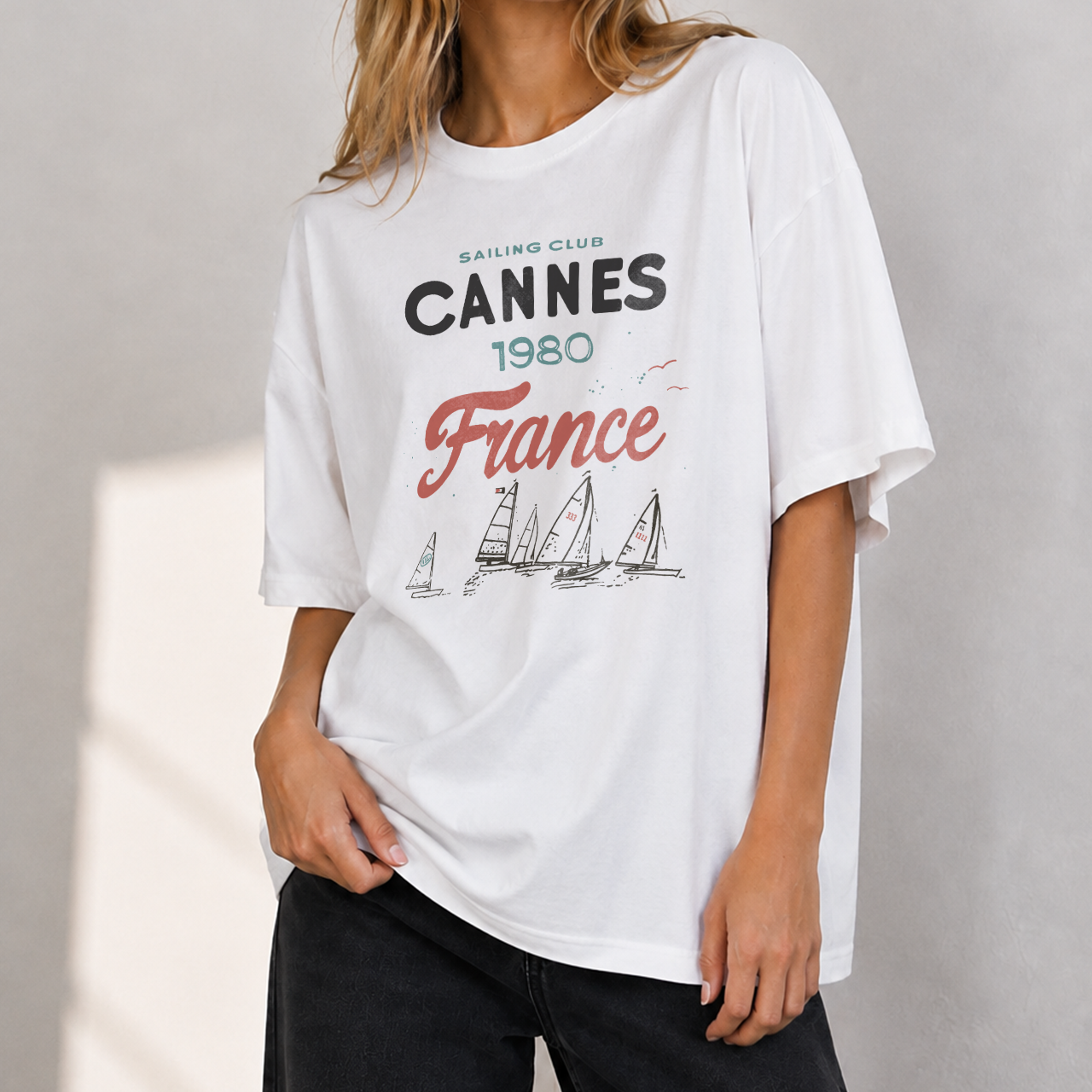 Cannes Sailing Club White Washed Tee