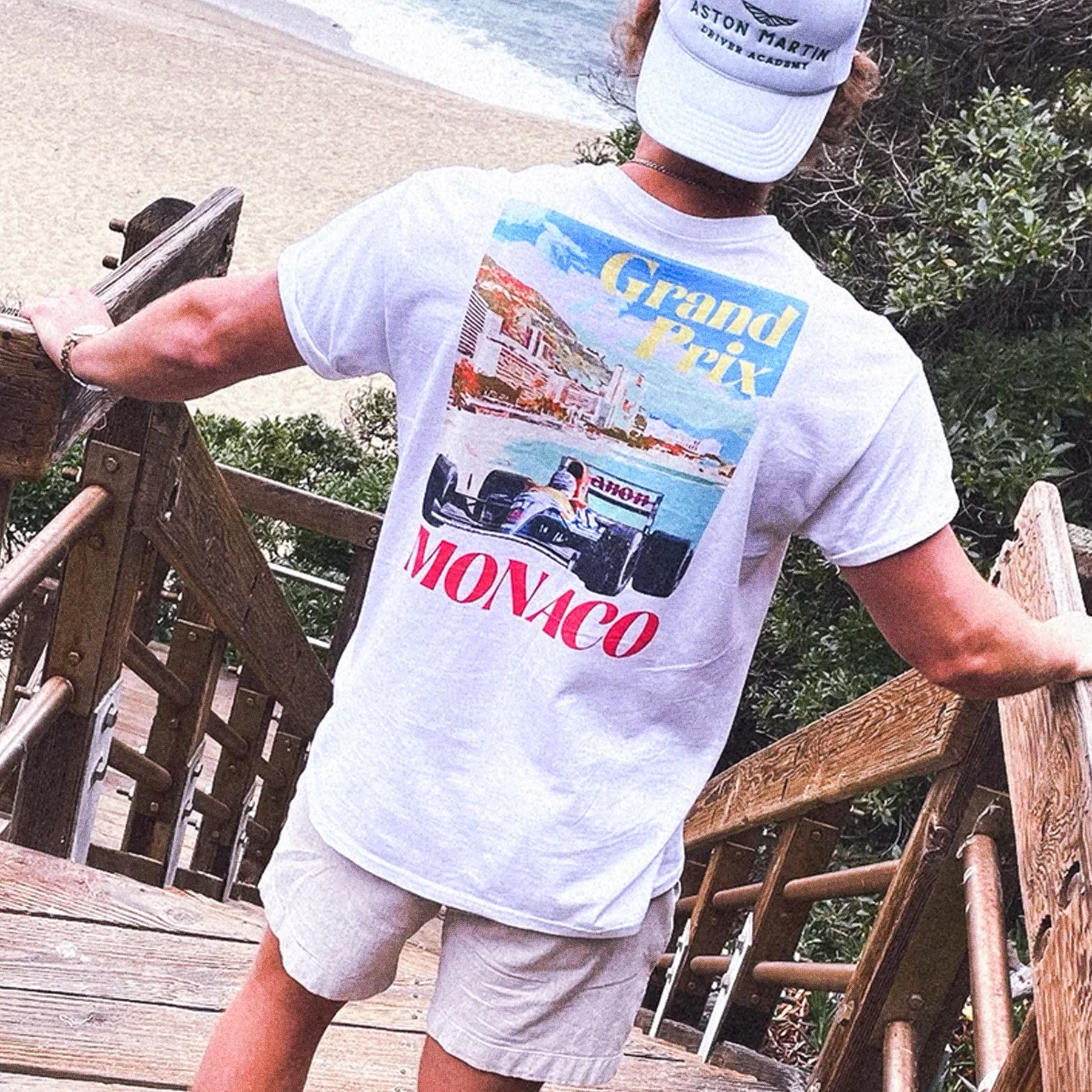 Monaco Grand Prix White Washed Tee