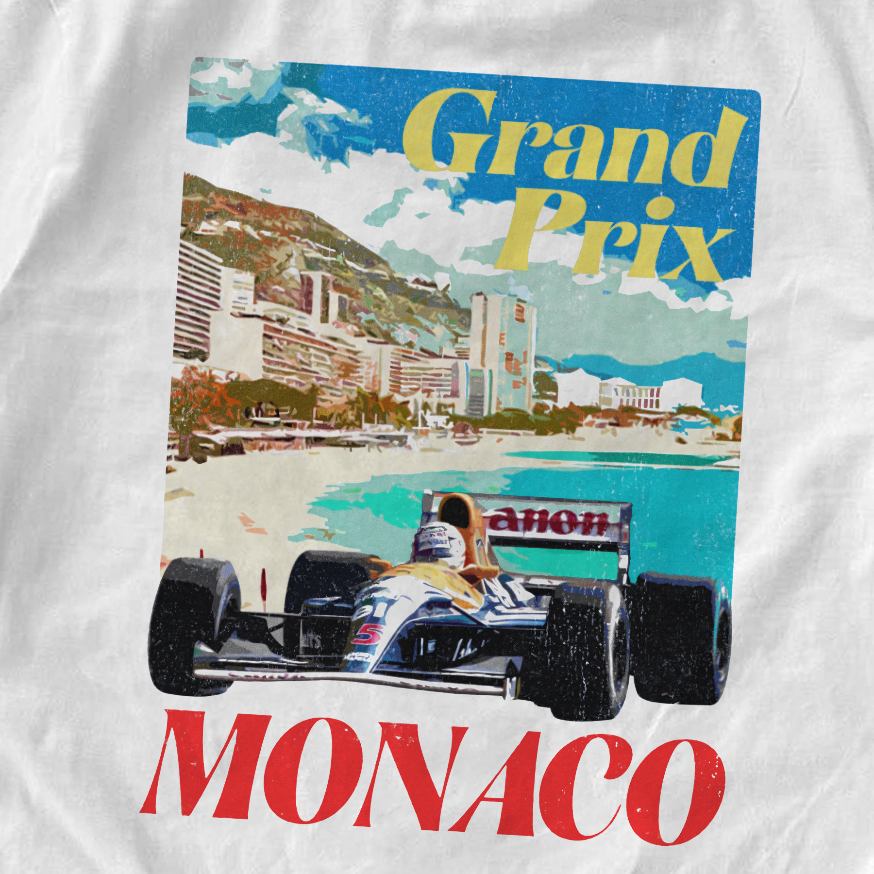 Monaco Grand Prix White Washed Tee