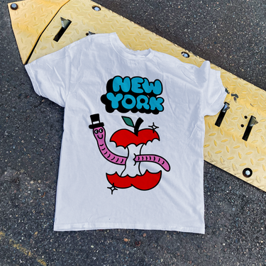 New York Big Apple White Washed Tee