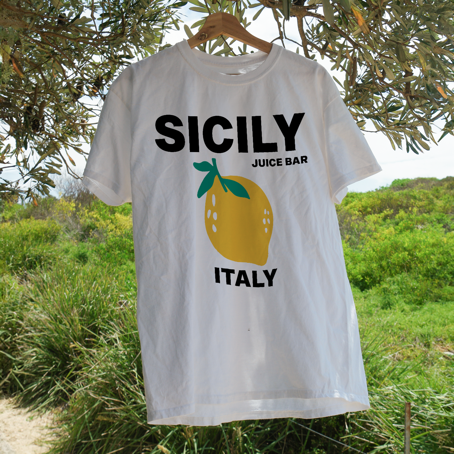 Sicily Juice Bar White Tee