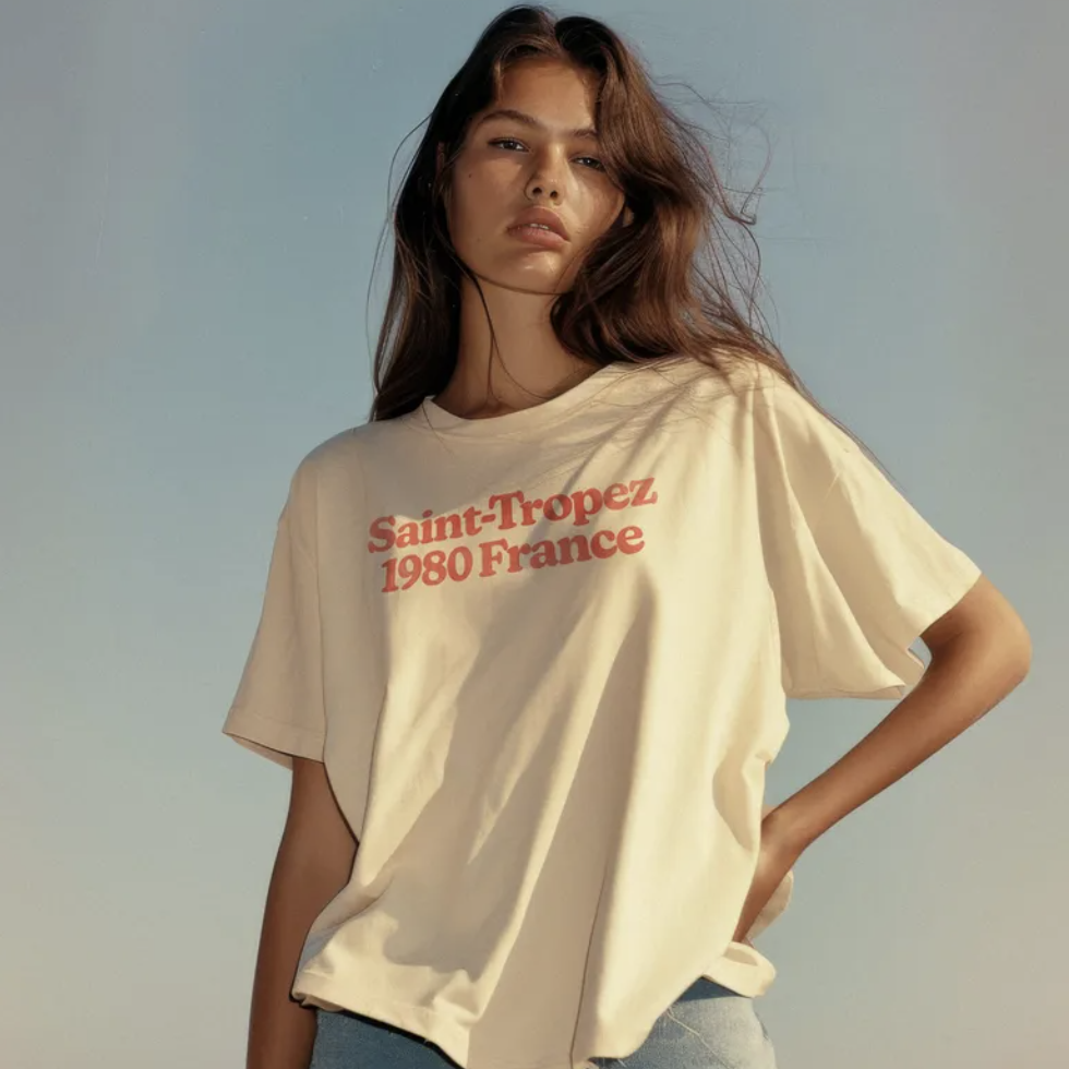Saint-Tropez 1980 France White Washed Tee
