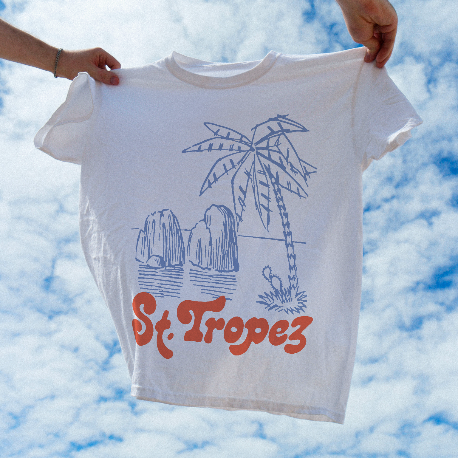 St. Tropez Palms White Tee