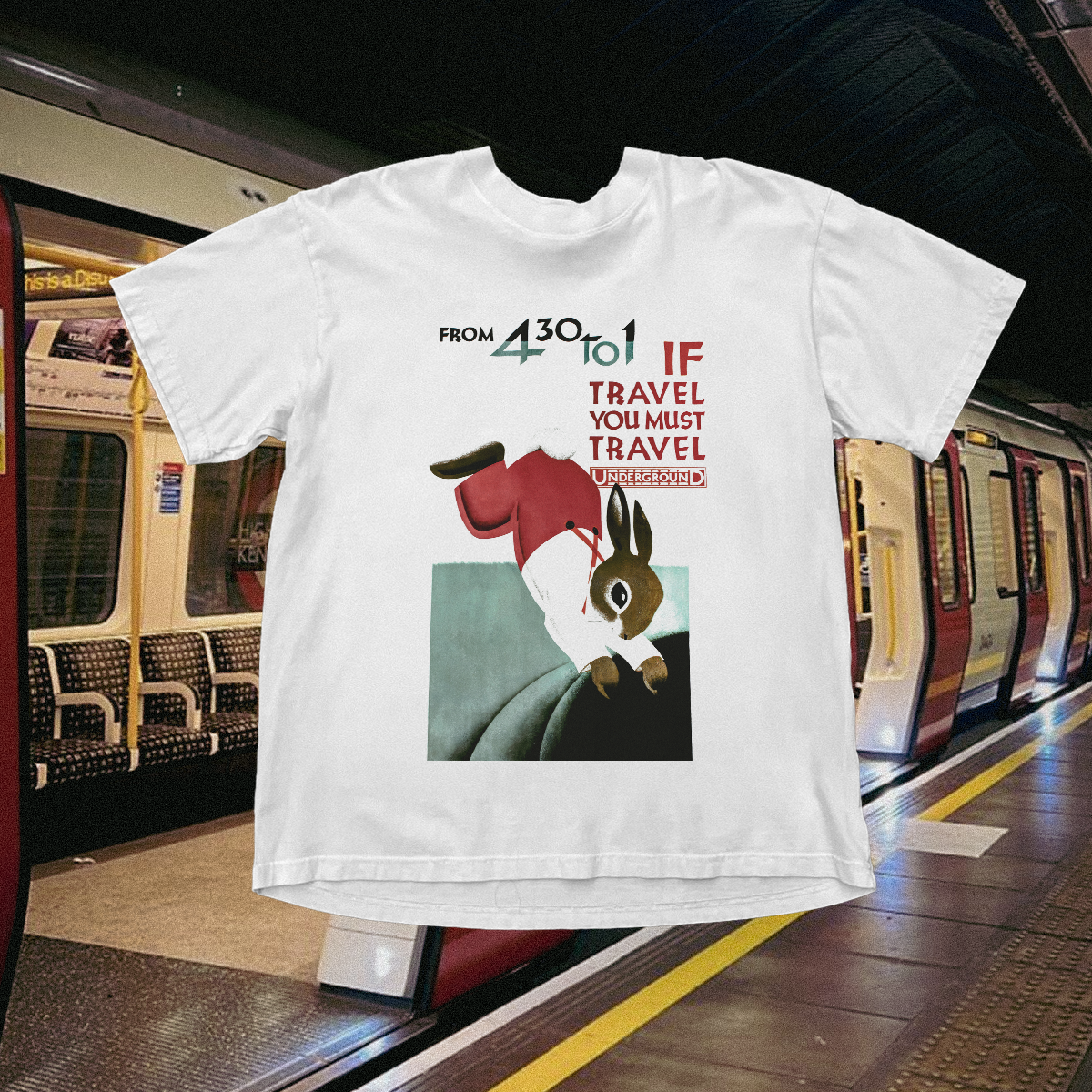 Travel London Underground Vintage White Tee