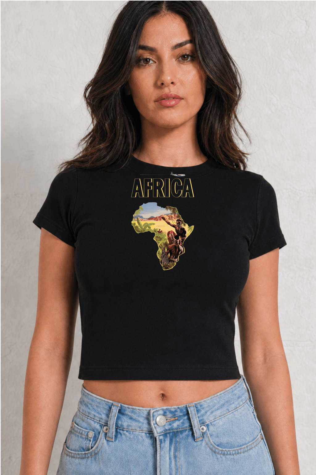 Africa Plane Womens Black Tee
