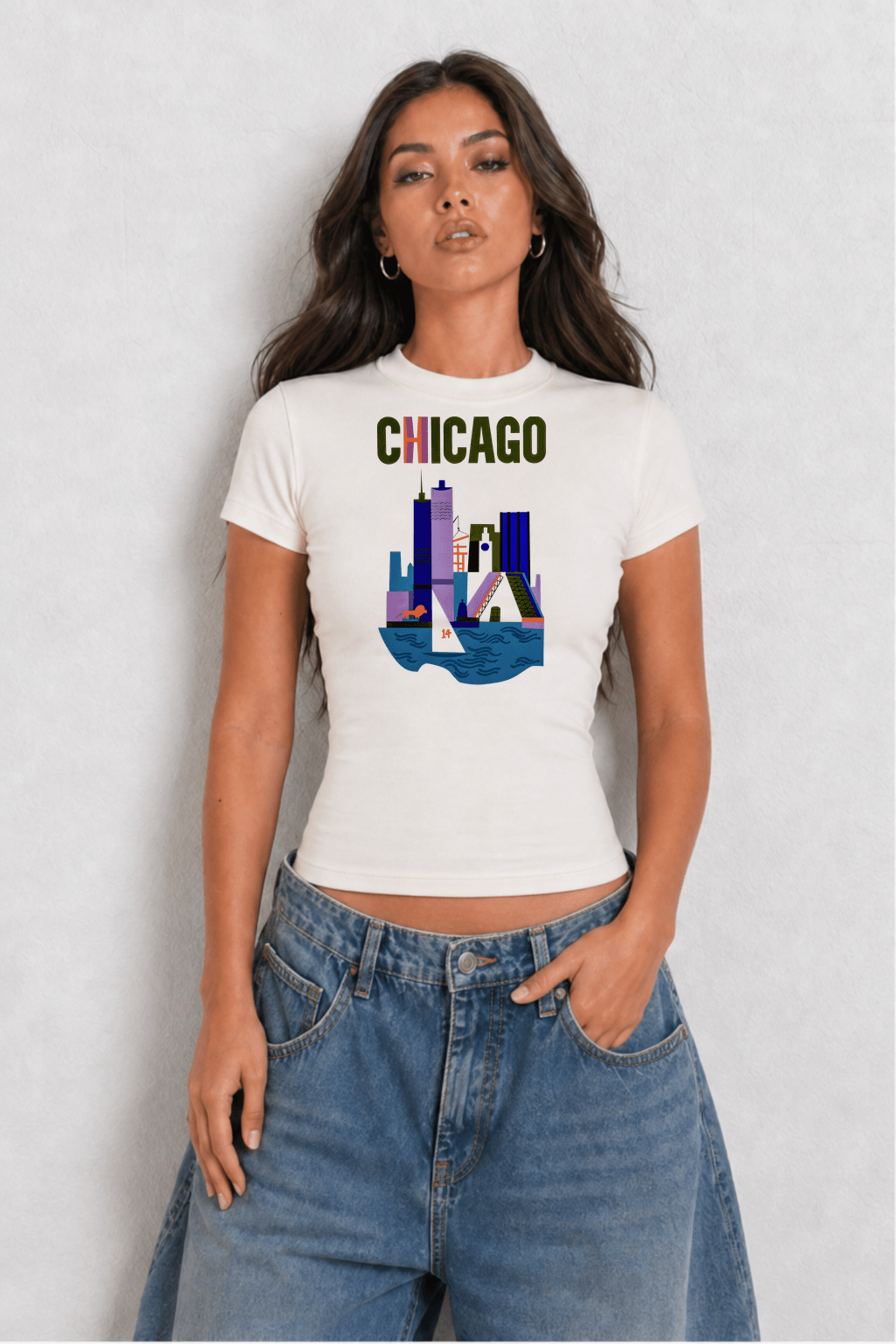 Chicago Skyline Womens White Tee