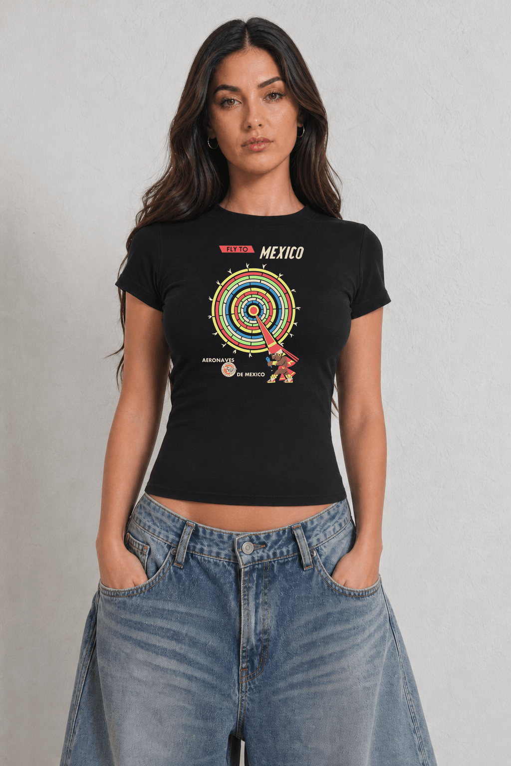 Fly To Mexico Womens Black Tee