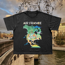 Air France Map Vintage Black Tee
