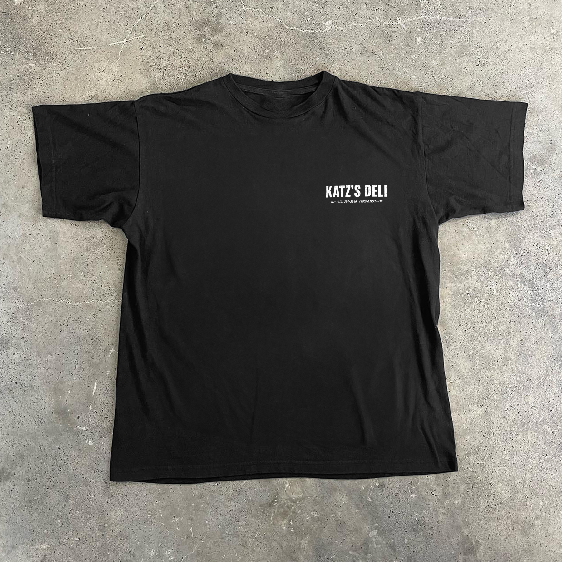 KATZ'S DELI 'PHONE NUMBER' BLACK WASHED T-SHIRT