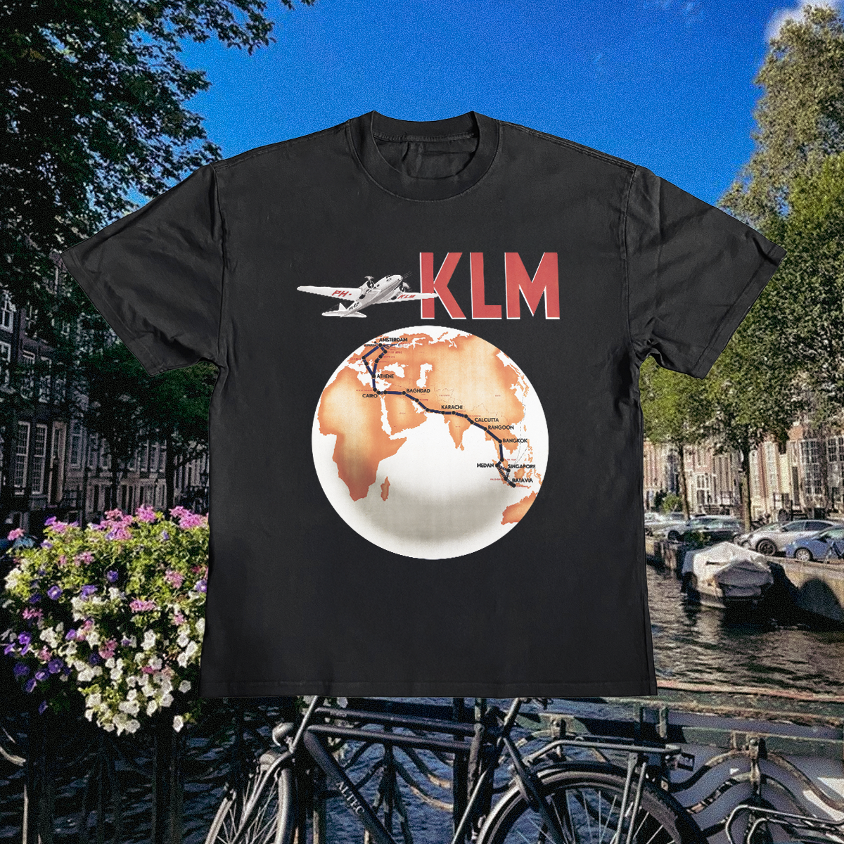 KLM Amsterdam Vintage Black Tee