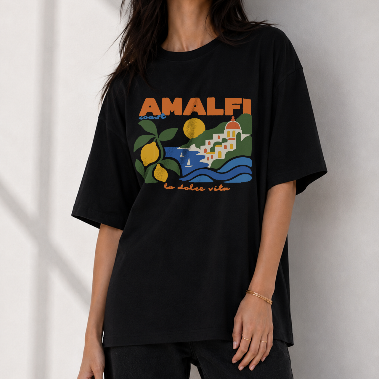 Amalfi Coast Washed Black Tee