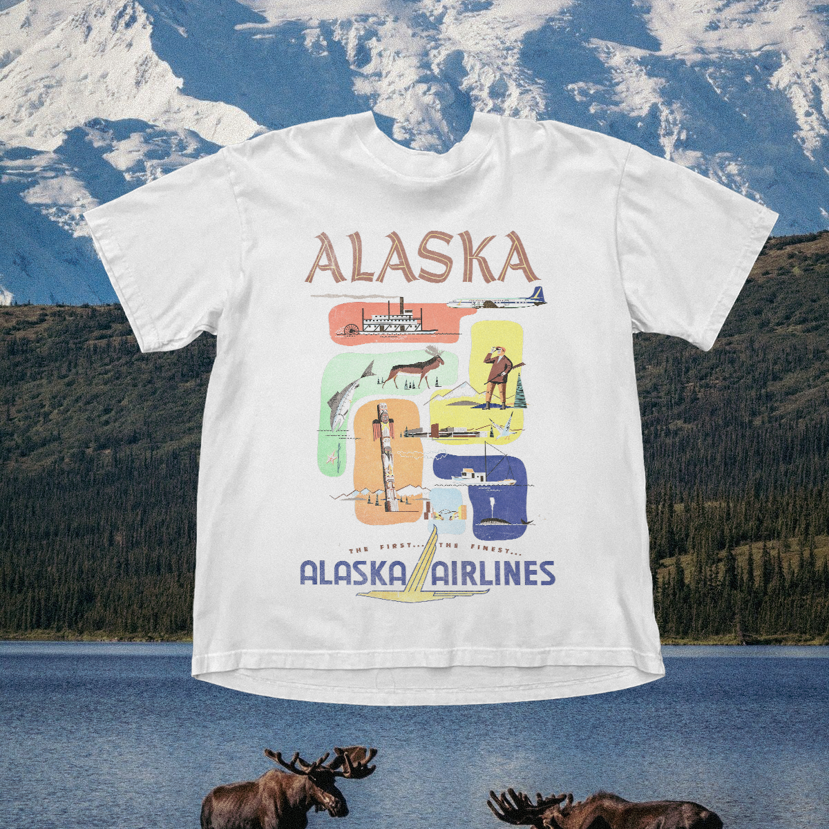 Alaska Airlines Vintage White Tee