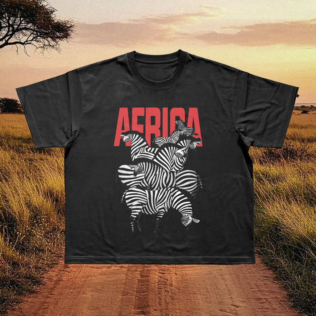 Africa Zebra Vintage Black Tee