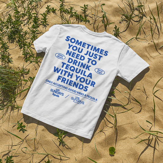 LOS SUNDAYS 'GOOD TIMES & TEQUILA' WHITE WASHED T-SHIRT
