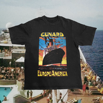 Cunard Euro America Vintage Black Tee