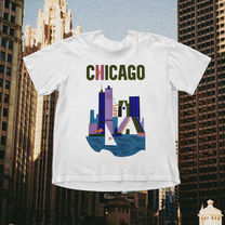 Chicago Skyline Vintage White Tee