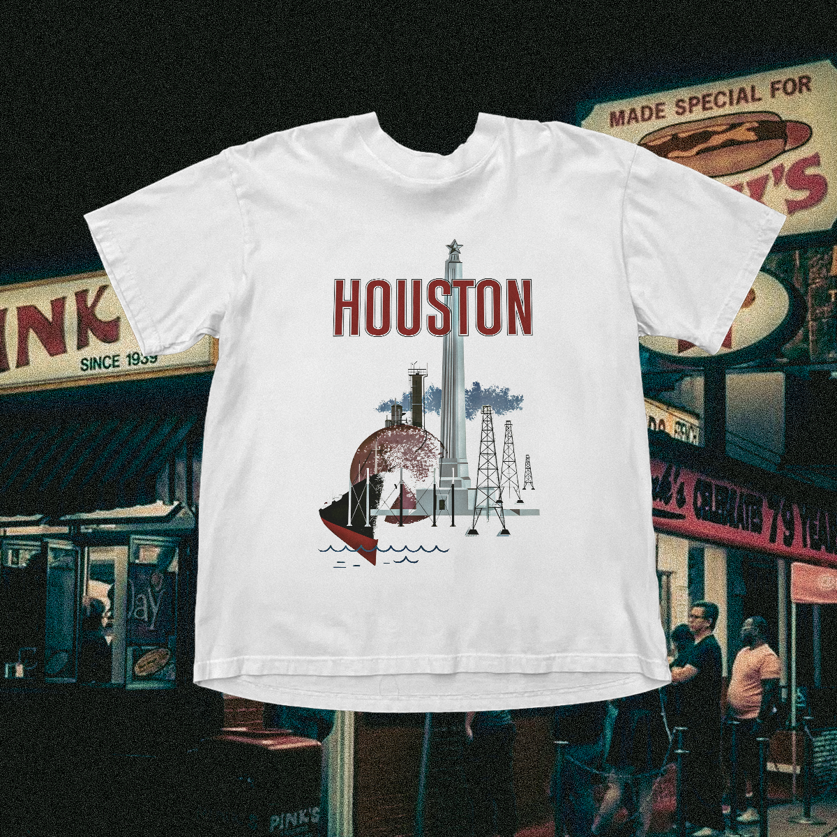 Houston Industry Vintage White Tee