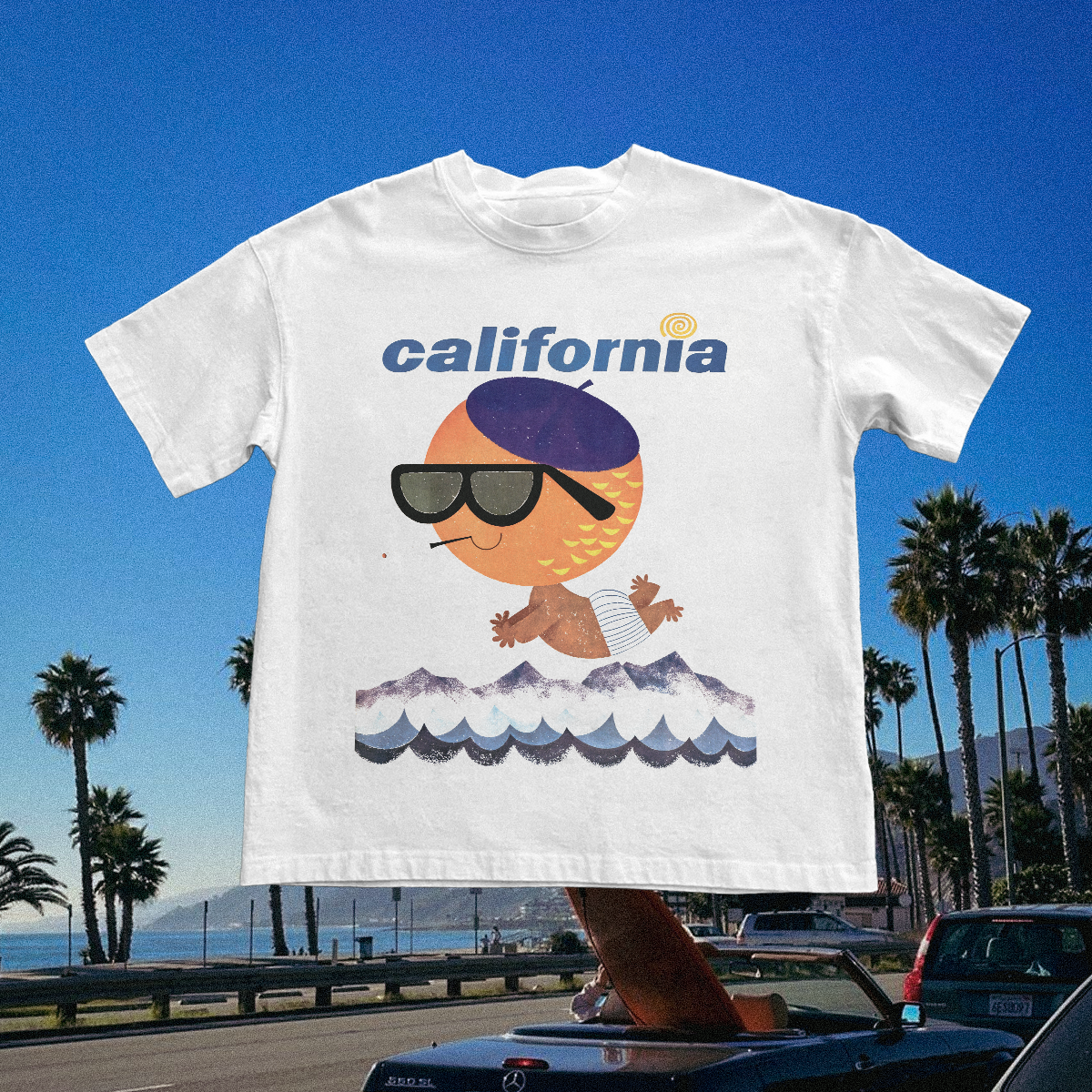 California Orange Vintage White Tee