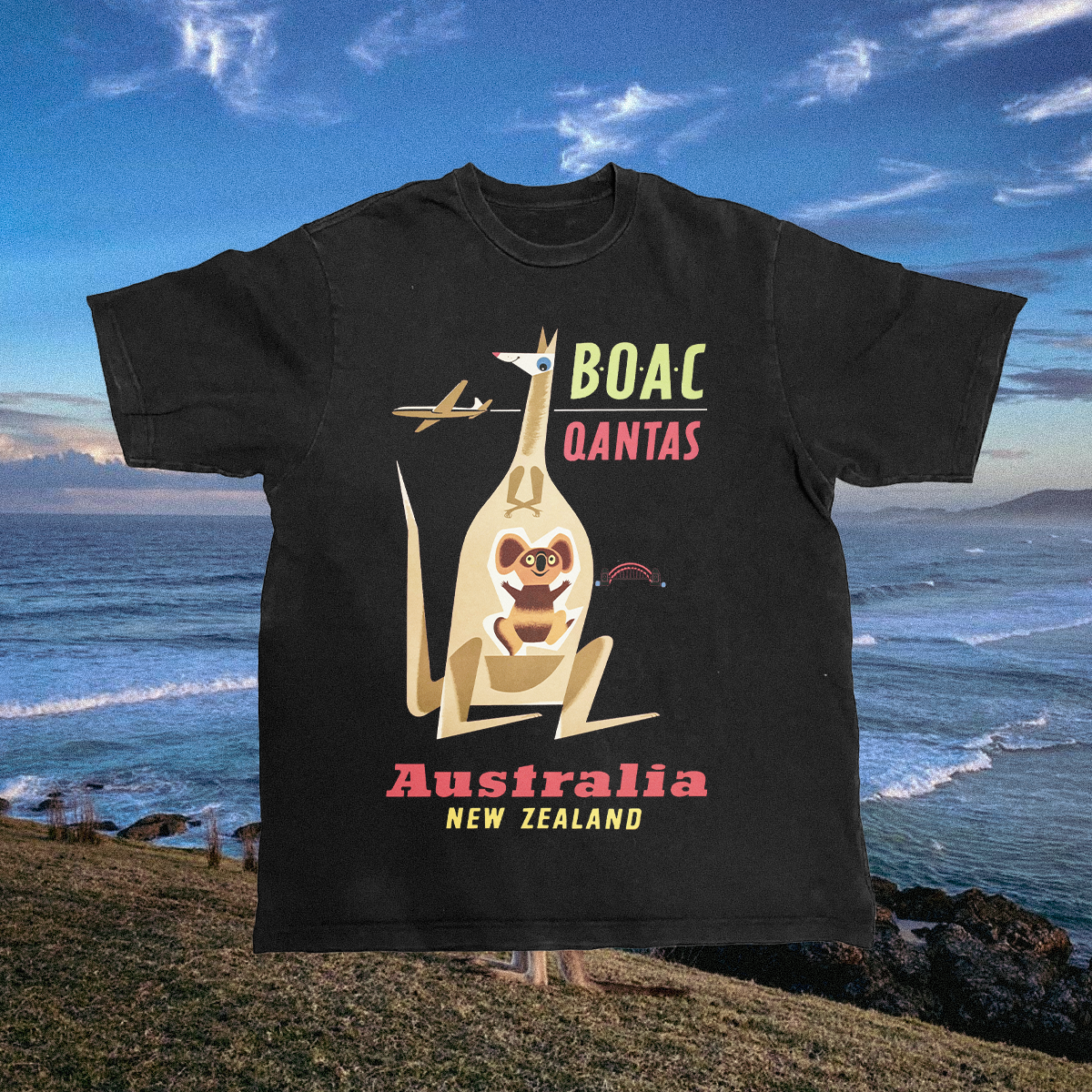 Australia Boac Vintage Black Tee