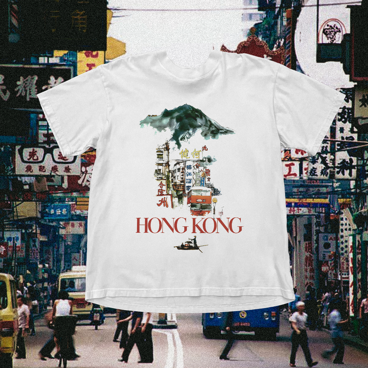Hong Kong Vintage White Tee