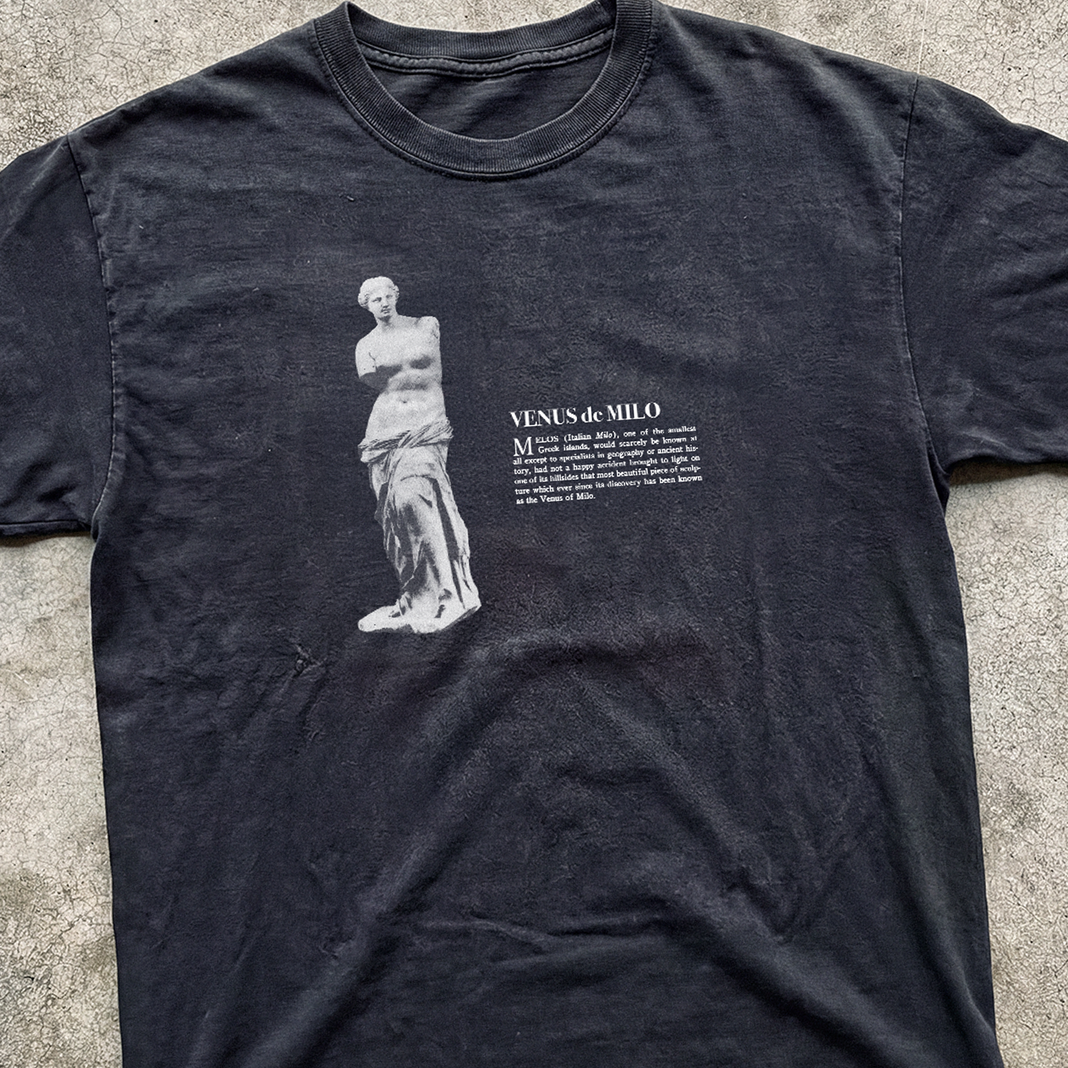 Venus de Milo' Island of Milos Vintage Washed Black Tee