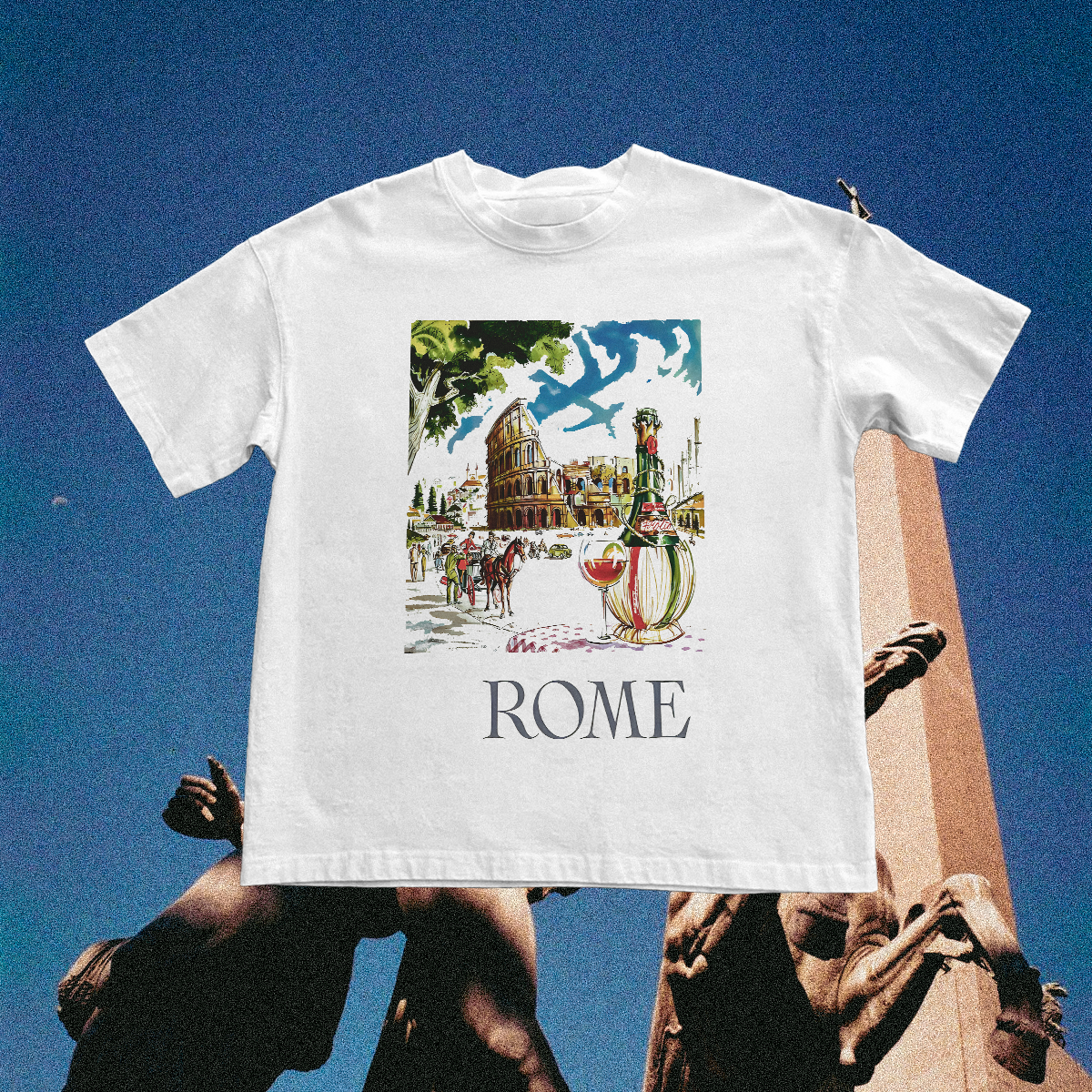 Rome Watercolor Vintage White Tee